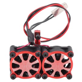 36mm RC Motor Heatsink, Double Cooling Fan Adjustable Motor Radiator Upgrade Spare Parts for TRX4 1/10 RC Car (Red)