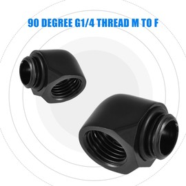 M ugast Pack of 2 90 Degree G1/4 Inch Thread Brass Elbow Connector Extender Adapter for Computer CPU Water Cooling System (Male to Female)