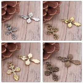 SUNNYCLUE 80pcs 4 Colors Tibetan Style Cross Charms for Jewellery Making 0.98 Inch Cross Charms Pendants Craft Supplies