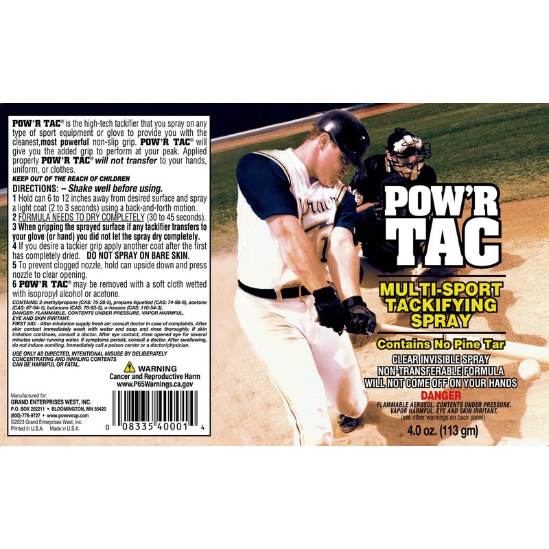 Pow’r Tac Grip Spray Tacky Non-Messy Clean Invisible Pine Tar