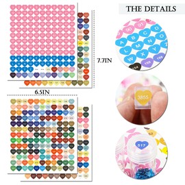DQDEDIAN Color Number Stickers, 447 Labels for Diamond Painting Storage Box, Heart with Number Stickers for Diamond Painting Organizer Case (2 Set)