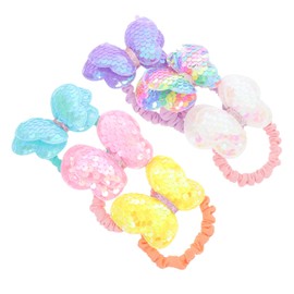 PACKOVE 6Pcs Bowknot Hair Scrunchies with Sequin Decoration Elastic Lightweight Hair Ties for Cloth Ponytail Holders in Multi Colors for Parties and Daily Use