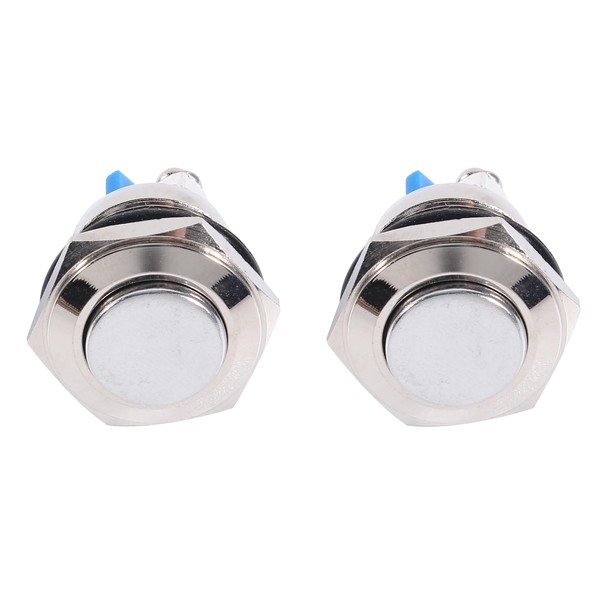 2 Pcs Metal Push Button Switch, 12V 16mm Car Momentary