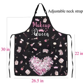 ENSIANTH Makeup Aprons for Women with Pockets Makeup Artist Apron Beauty Salon Aprons Makeup Lover Gifts Esthetician Gift Apron (2486 makeup queen)