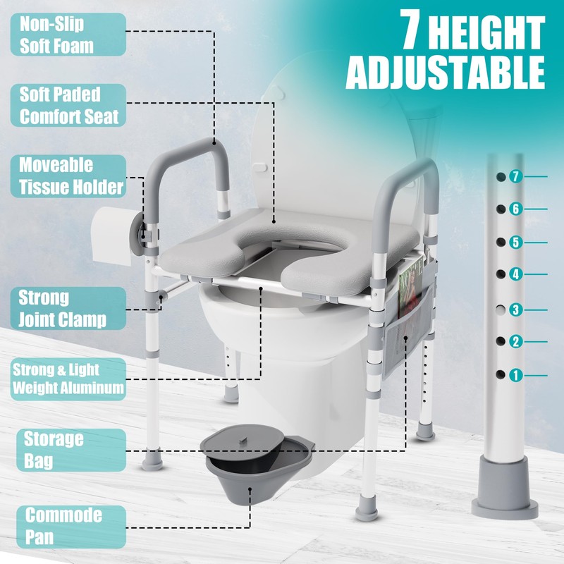 Raised Toilet Seat with Handles – Toilet Riser for Seniors