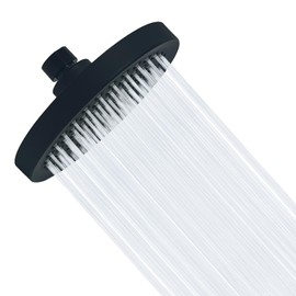 High Pressure Rain Shower Head, 6 Inches Anti-clog Silicone Nozzles Fixed Rainfall Showerhead Detachable High Flow Powerful Waterfall Replacement Bathroom Universal Shower Head, Matte Black