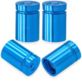 MEAJOO 4PCS Bullet Shell Tire Valve Stem Caps, Leak-Proof Air Caps Cover, Airtight Aluminum Alloy Dust-Proof Car Accessories, Universal for Cars, SUVs, Bikes, Trucks and Motorcycles (Light Blue)