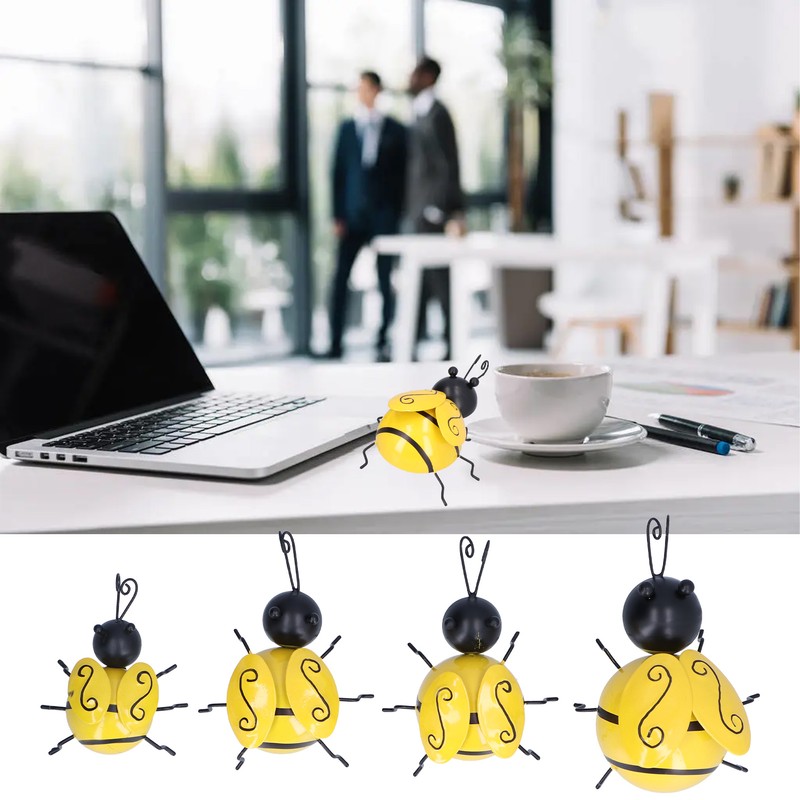4Pcs/Set Wrought Iron Bee Decoration Wall Hanging 3 Dimensional Bee