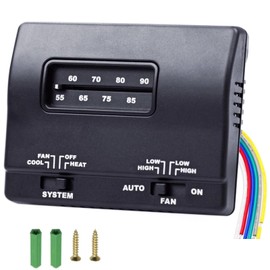 7330F3852 RV Thermostat Single Stage Heating/Cooling Control 12V DC, Compatible with Coleman Mach Series RV Air Conditioner Parts (Black)