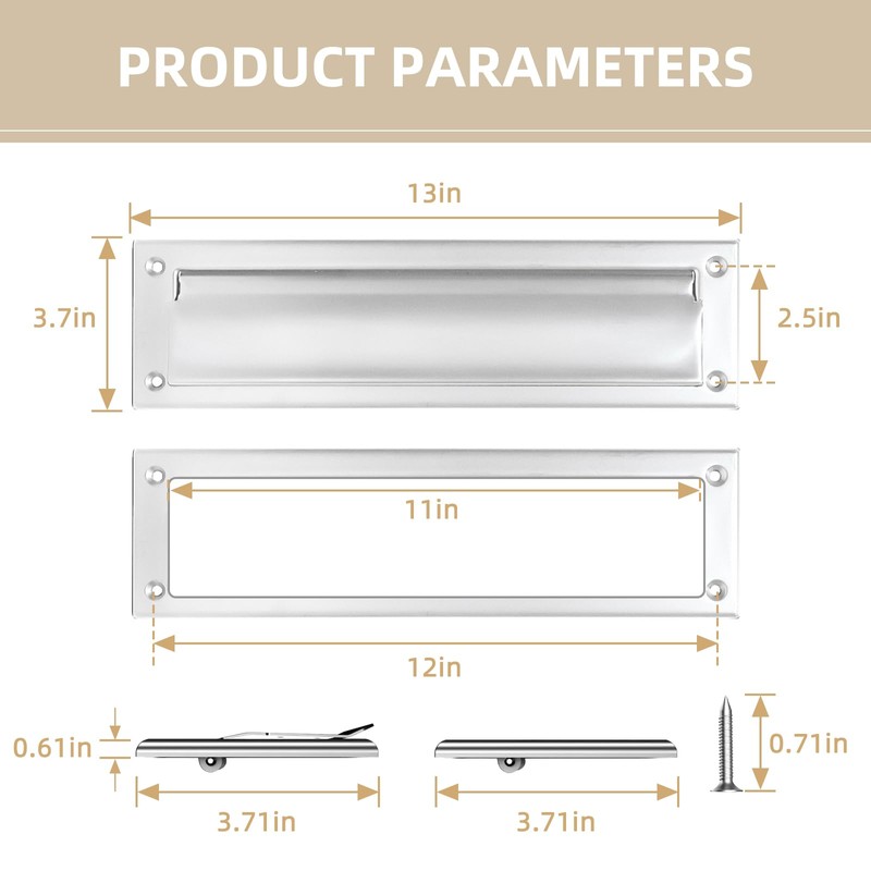 Mail Slot Matte Black,13Inch Stainless Steel Mail Slot Cover for