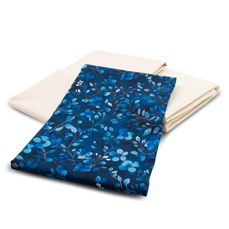 VmG-Store Waffle pique + cotton fabric set, colour-coordinated waffle fabric,