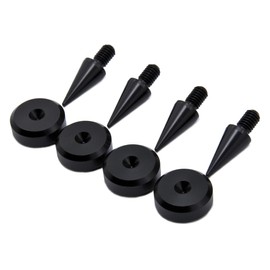 Precisiongeek Speaker Spikes and Pads Set Aluminium Black Spikes M6 10mm Diameter Cone Pads Beveled Shape 20mm Diameter for HiFi Speaker Stands Cabinets
