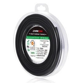 Chanzon 3:1 Ratio 3/8" (9.5mm) Heat Shrink Tubing - Marine Grade Waterproof Adhesive Lined - 8Ft Roll (2.5M Total Length) Black Polyolefin Sleeving Wrap Shrinking 3 to 1 Ratio 1pcs