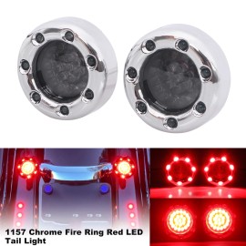 Unbranded Bullet 1157 Chrome Fire Ring Red LED Turn Signal Light For Harley Road King Dyna