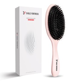 EAGLE FORTRESS Glidease Matte Boar Bristle Hair Brush with Nylon Refined Smooth Bristle for Women, Men, and Kids - Effortless Detangler Hair Brush Ideal for Thick, Thin, Fine All Hair (Pink)
