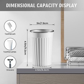 Bathroom Tumbler Cup-11.8oz Reusable Stainless Steel Toothbrush Cup,Easy to Clean 350ml Conical Bathroom Cup, Toothbrush Holder for Home/School/Office(3" x 4.5") (1PC White)