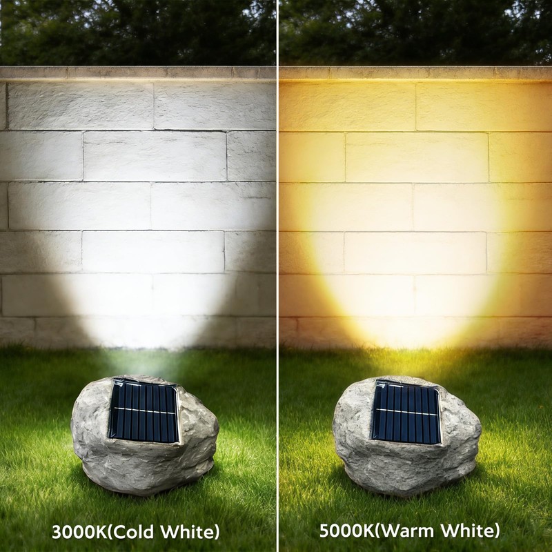 Vcdsoy Solar Powered Rock Lights Outdoor- 4 Pack Super Bright