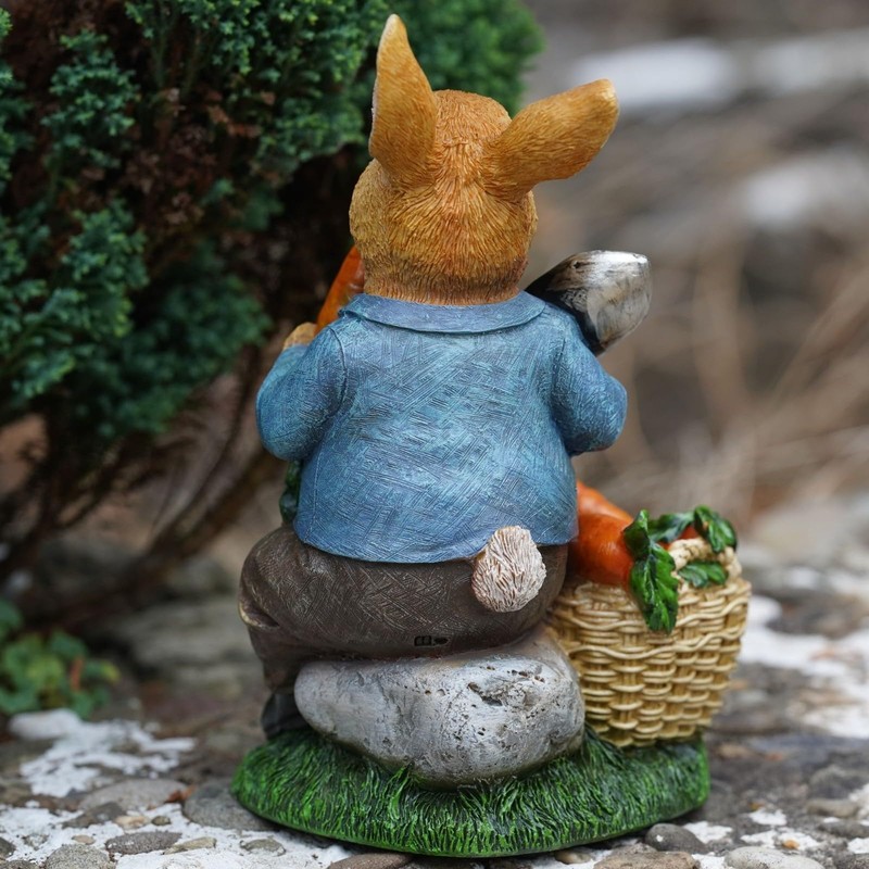 Hungry Bunny Resin Sculpture | Home Garden Peter Rabbit Statue