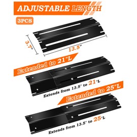 Paayox 13.5" up to 25" Universal Adjustable Grill Heat Plates Shield Flavorizer Bar for Charbroil Nexgrill Uniflame Backyard Dyna Glo Chargriller King Griller, 3 Pcs BBQ Grill Heat Tent Burner Covers