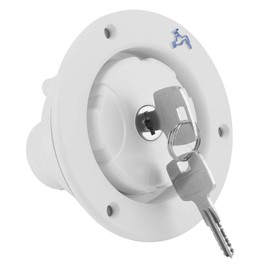 Gravity Water Inlet, White Gravity Freshwater Inlet, Leak-proof Hatch Filler Cap with 2 Keys for RV Caravan Motorhome Locks