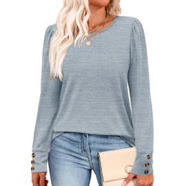 WIHOLL Oversized Sweaters for Women Trendy 2025 Fall Fashion Tunic Tops for Seniors Dressy Casual Lightweight Pullover Long Sleeve Shirts Winter Crewneck Women's Clothing Grey Blue XL