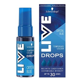 Schwarzkopf LIVE Colour Drops Vegan Semi-Permanent Blue Hair Colour, 2 to 12 Washes, Colour Crystal Blue, 30 ml