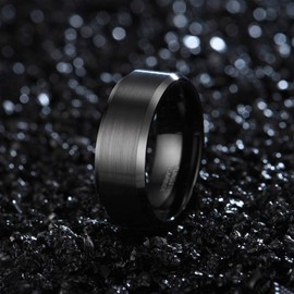 Zoesky Tungsten ring for Men 8mm Wedding Band Silver Black Plated Matte Finished Ring Comfort Fit Size 6-15 (Black, 12)
