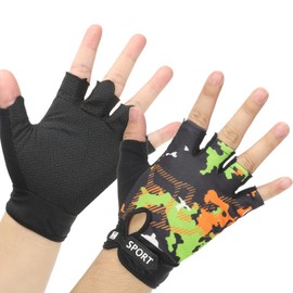 PATIKIL Workout Gloves, Weight Lifting Gloves for Men and Women, Gym Gloves Great for Cycling Sports Training Fitness Size M, Camouflage Orange