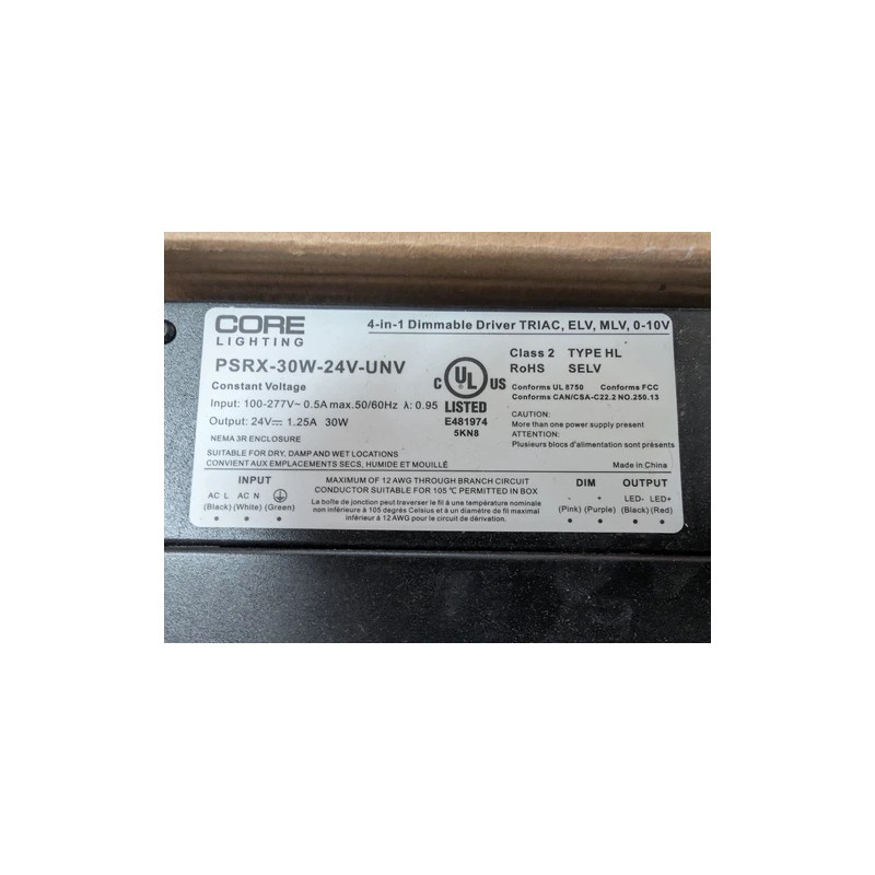 Core lighting LED Driver 24V 30W psrx-30w-24v-u