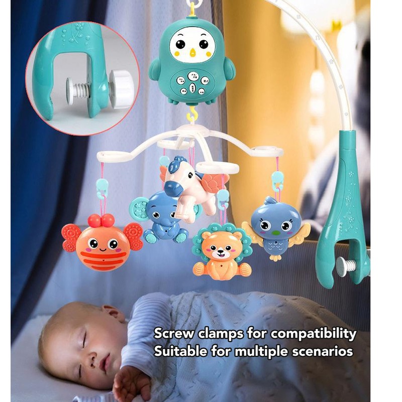 Baby Crib Mobile with Music Lights 360 Degree Rotation Timing