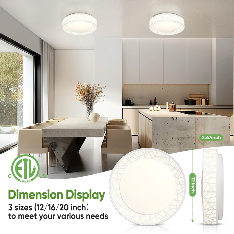 Lightania 12 Inch Flush Mount Ceiling Light, Modern White LED