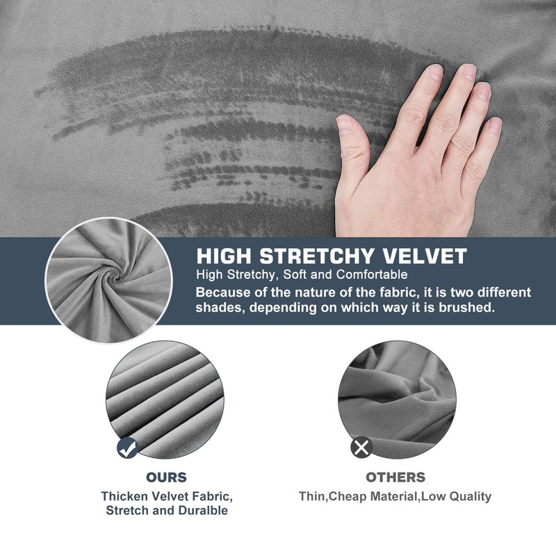 NeColorLife Ottoman Cover Square Velvet Ottoman Slipcover Thick Stretchable Footrest