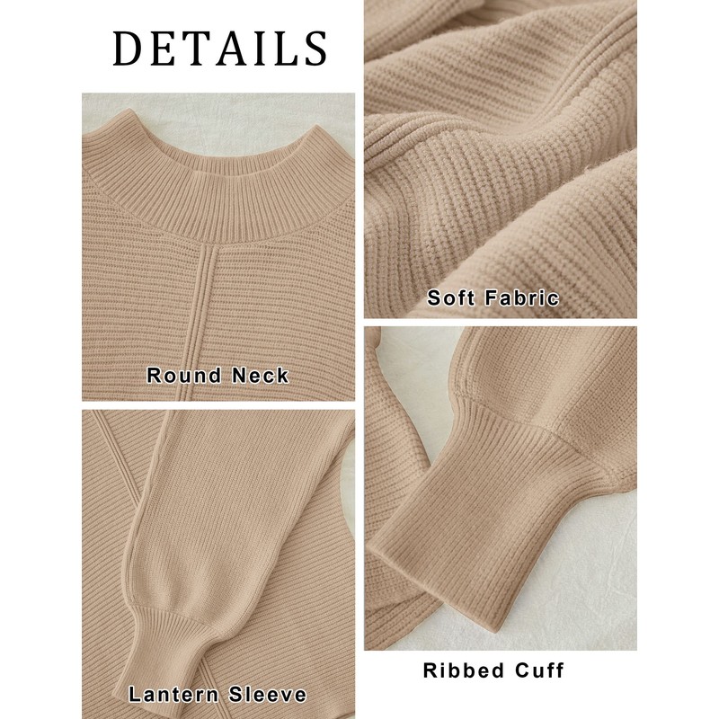 TECREW Womens Long Sleeve Crew Neck Ribbed Knit Solid Color