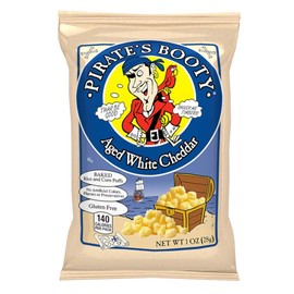 Pirate's Booty Cheese Puffs, Healthy Kids Snacks, Aged White Cheddar, 1oz (Pack of 12)