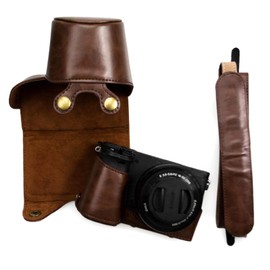 kinokoo Sony A6400 PU Leather Protective Case Compatible for Sony A6400 A6100 A6000 A6300 with 16-50 mm Lens Camera Colourful, coffee, Handbag holder