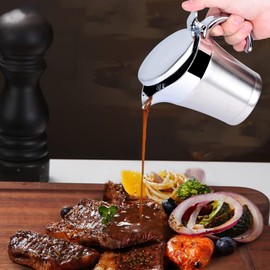 304 Stainless Steel Thermal Sauce Pot Jug, Double Wall Sauce Gravy Boat Pot Serving Jug Bucket for Gravy, Ketchup, Mustard, Cream, Salad Dressing, Milk(450ml)