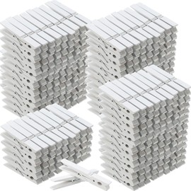 Marsui 200 Pcs Clothes Pins Wooden Clothespins Heavy Duty Wood Pins for Outdoor Hanging Clothes Laundry DIY Craft Pictures Photos(White,4 Inch)