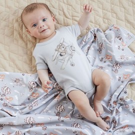 Aster & Oak Flying Oli Bear Print Onesie, 000 (0 - 3 Months)