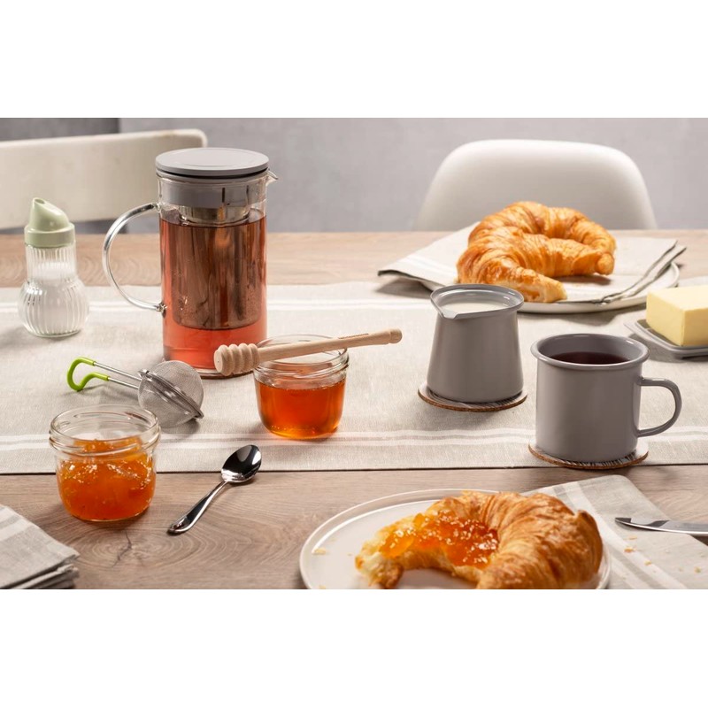 Fackelmann Tea Strainer with Handle, Stainless Steel, Silver/Green