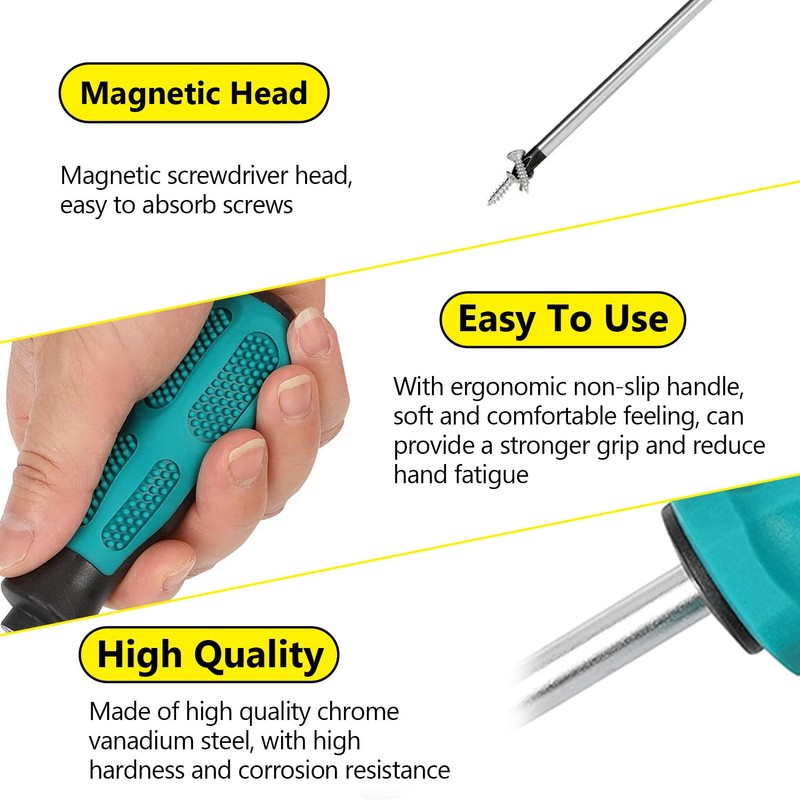10-Piece Magnetic Phillips Screwdriver Set, Slotted Screwdriver, Screw Driver, Screwdriver