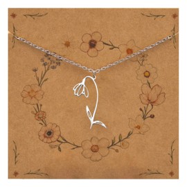 Bixorp Birth Flower Necklace Gold & Silver - Stainless Steel Flower Necklace for Women and Girls, Stainless Steel, No Gemstone