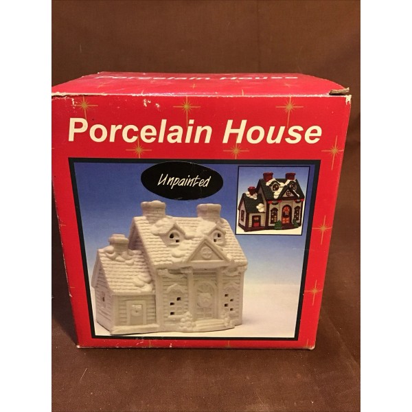 Traditions Porcelain House With Sky Parlor ,Unpainted ,Can Be Lit,
