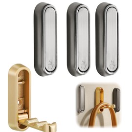 EliphonTowne 4PCS Folding Clothes Hook - Multi Functional Pressing Foldable Wall Hook, Zinc Alloy Wall Coat Racks, Storage Style Door Hangers, Rust Resistant and Durable, Super Load Capacity (Grey)