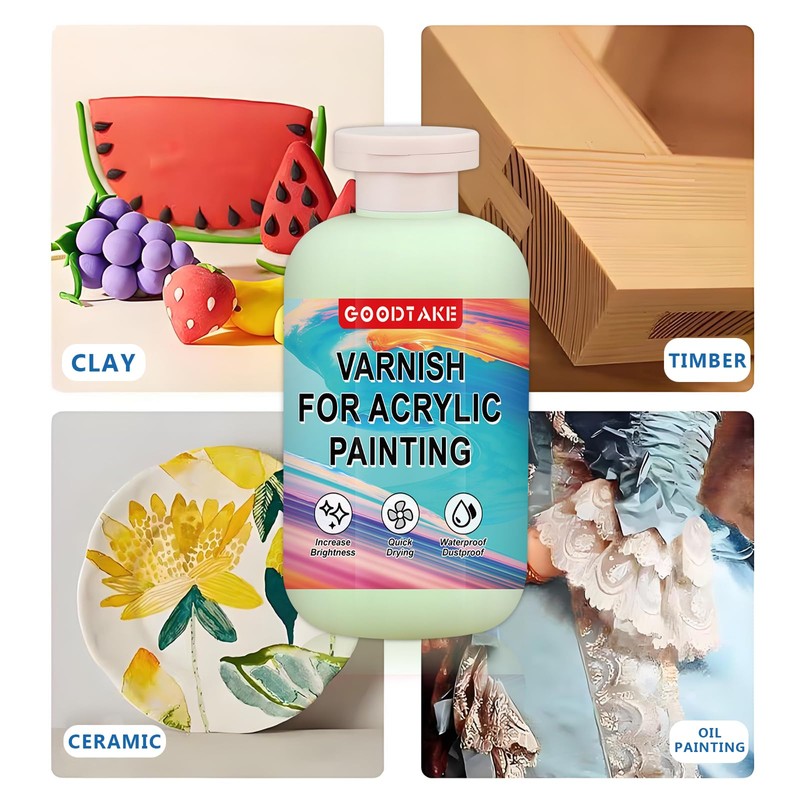 GOODTAKE Varnish for Acrylic Painting, Polycrylic Clear Gloss, Gloss Varnish