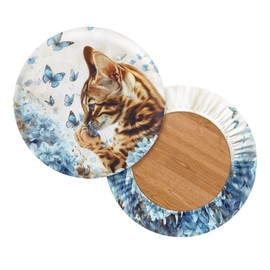 gearider Bar Stool Covers Round, Calico Cat Butterfly Printed High Elastic Round Chair Slipcover, Dustproof & Easy to Clean Seat Cover (Small, 4 Pieces)