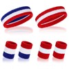 Haakong Striped Sweatbands Wristbands Set Sports Headband for Men Women