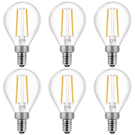 Energetic E12 Dimmable LED G16.5 Light Bulb 60 Watt Light Bulb 500 Lumens Candelabra Bulb for Chandeliers, Ceiling Fan, Vanity, Warm White 2700K Vintage Globe Light Bulb 6Pack