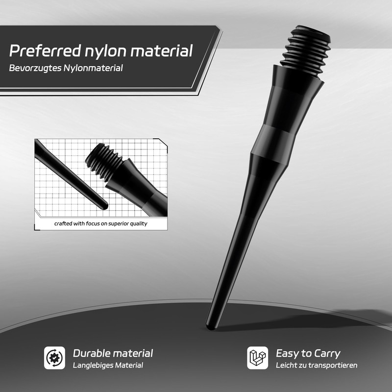 CyeeLife 100 x Black Plastic Dart Tips Standard Thread