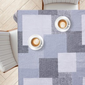 KP HOME Wipe Clean Tablecloth Rectangular 78.7"x 55.1" (200x140cm) - Plastic Table Cloth Wipe Clean, Rectangle Outdoor PVC Oil Cloth Table Cover Waterproof - Textured Patchwork Pattern