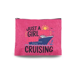 Cruise Travel Makeup Bag for Women Cruise Themed Gift Bags for Cruise Lovers Daughter Granddaughter Cruise Ship Gifts for Girls Summer Vacation Makeup Bag Essentials Beach Zipper Pouch